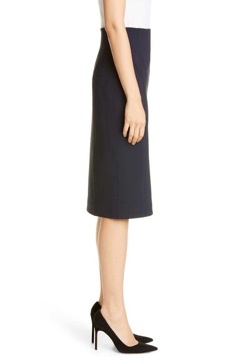 Side Slit Bonded Neoprene Pencil Skirt, Alternate, color, BLACK