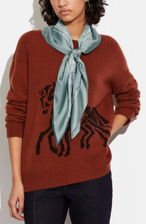 Textured Signature Logo Square Silk Scarf