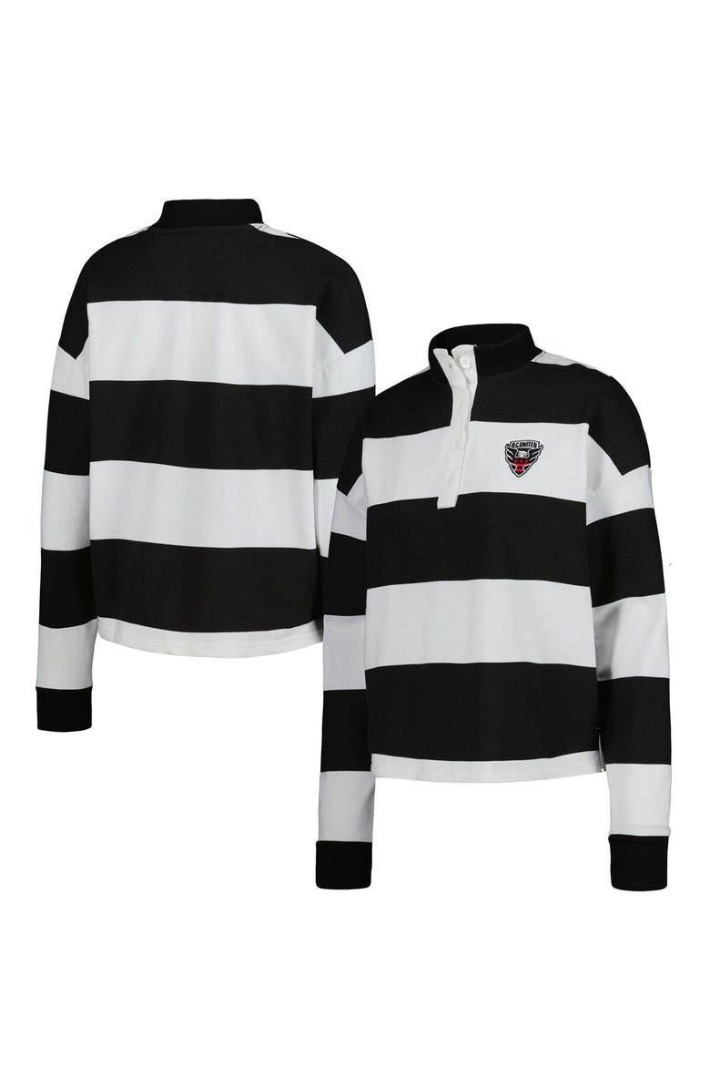 ANTIGUA Women's Antigua  White D.C. United Radical Rugby Stripe Long Sleeve T-Shirt, Main, color, 