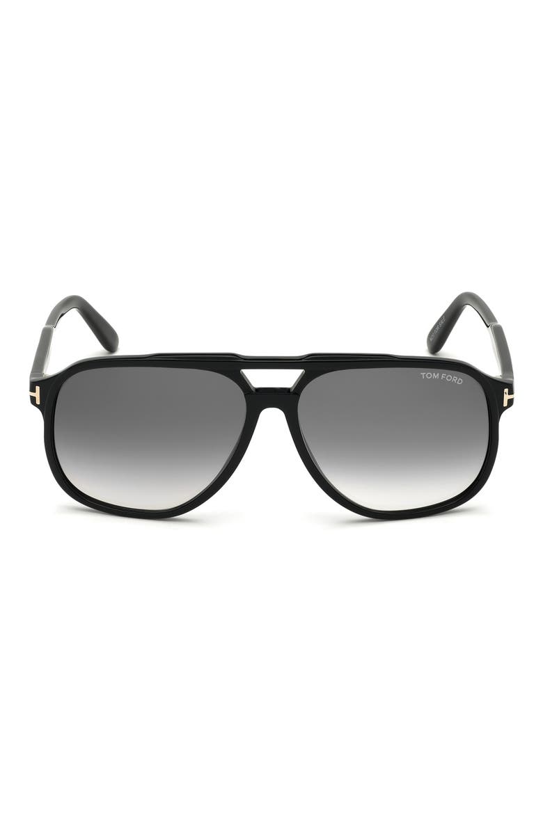 Raoul 62mm Gradient Navigator Sunglasses, Main, color, SHINY BLACK / SMOKE POLARIZED