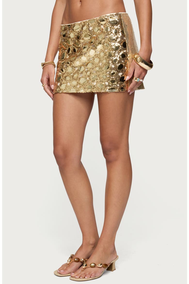 Hanina Sequin Miniskirt, Alternate, color, GOLD