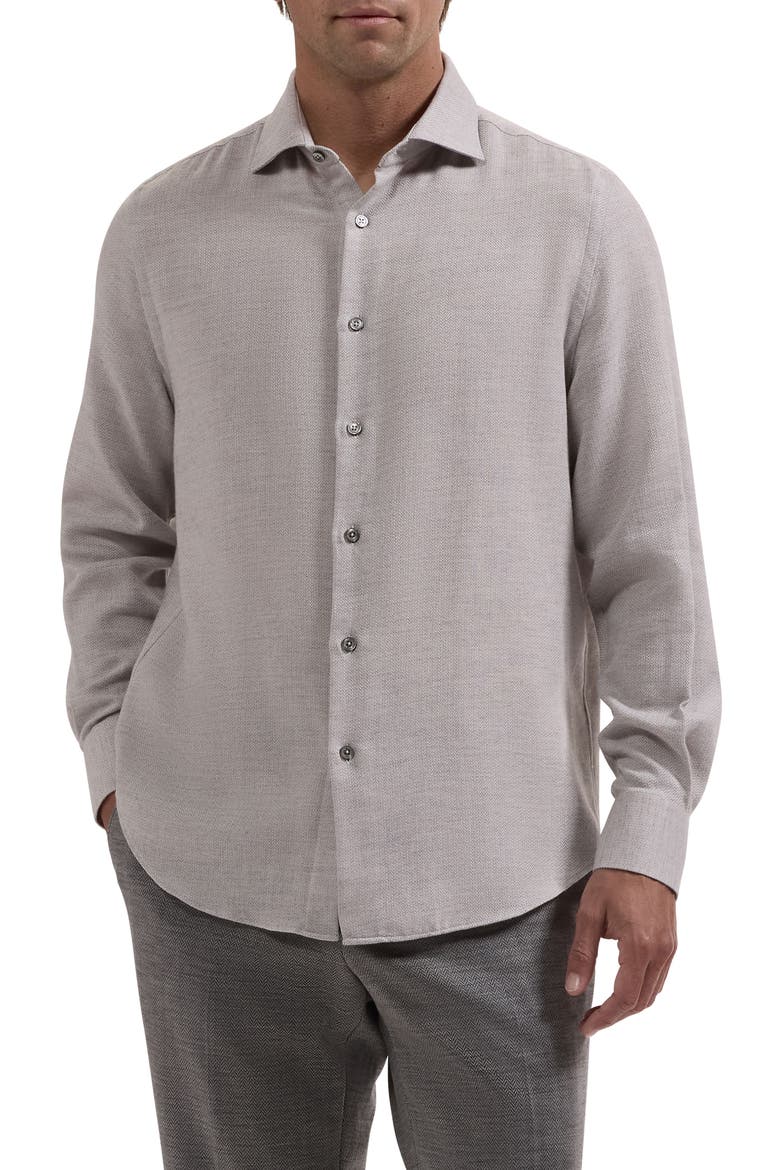Axel Shaped Cotton & Wool Woven Shirt, Main, color, PLATINUM