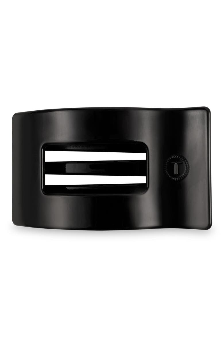 Medium Flat Rectangle Hair Clip, Main, color, JET BLACK