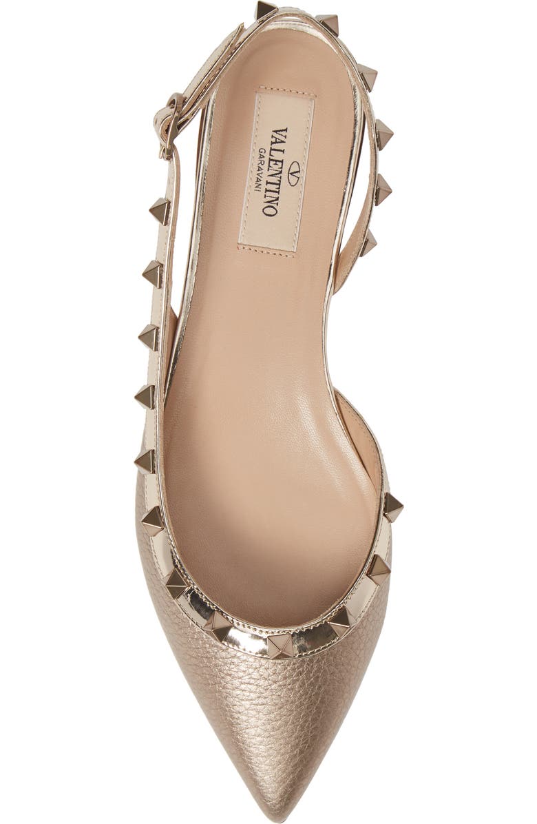 Valentino Garavani Rockstud Pointed Toe Slingback Flat, Alternate, color,