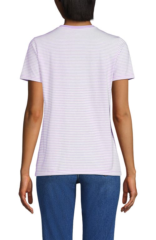 Lands' End Relaxed Supima Cotton V-neck T-shirt In Lilac Petal/ivory Micro Stripe