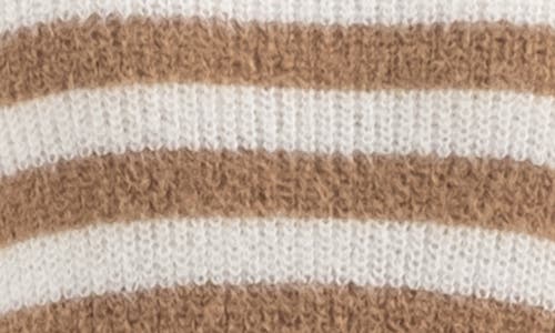Blu Pepper Stripe Long Sleeve Turtleneck Sweater Dress In Brown