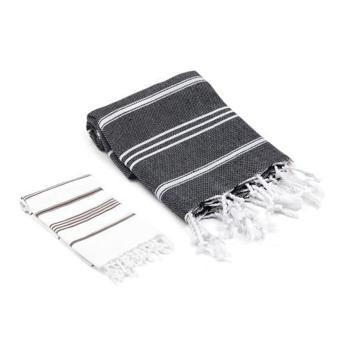 Olive And Linen Olive & Linen Bodrum / Datca Turkish Towel Set In Black