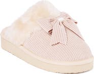 Minnetonka Bow Faux Fur Scuff Slipper