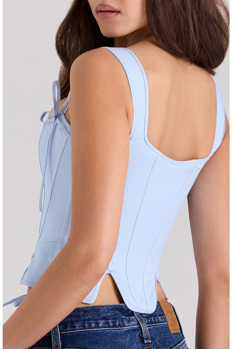 Callie Reversible Stretch Pima Cotton Corset Top, Alternate, color, YELLOW ROSE BLUE