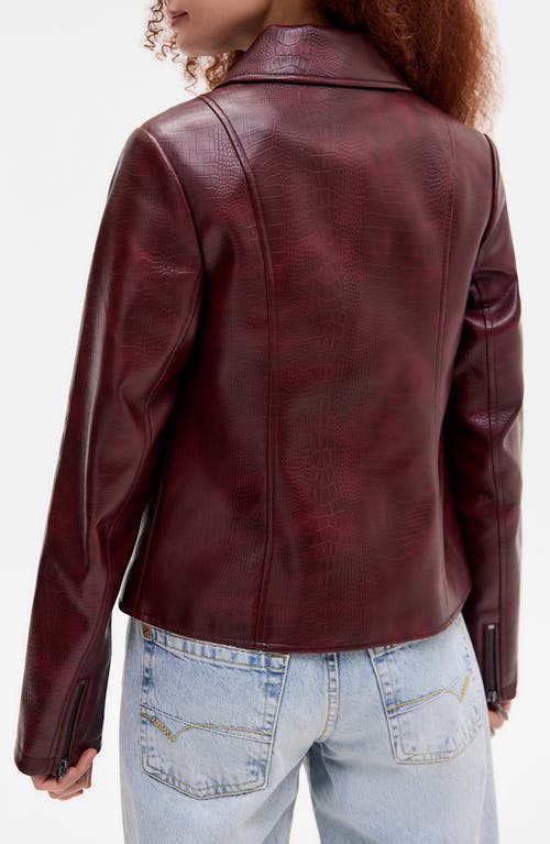 Bdg Urban Outfitters Fitted Embossed Faux Leather Jacket In Burgundy