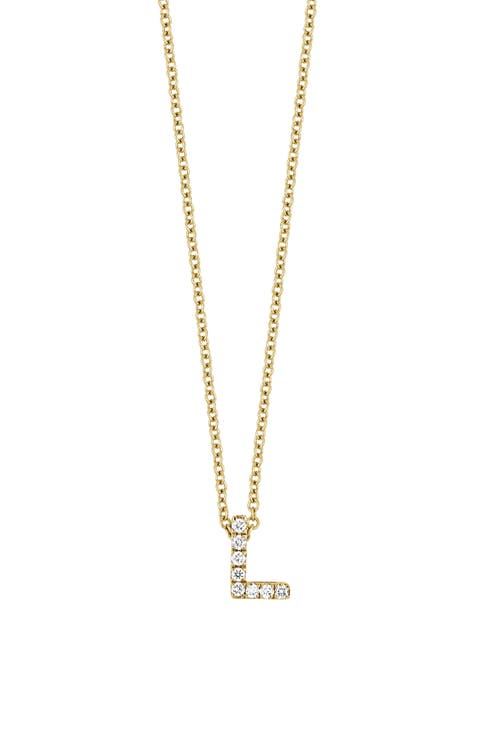 18k Gold Pavé Diamond Initial Pendant Necklace
