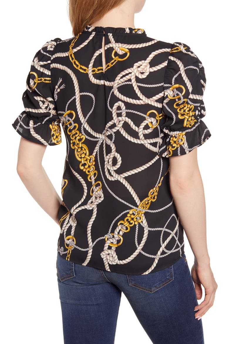 Gibson Rebecca Ruffle Puff Sleeve Blouse, Alternate, color, GOLD CHAIN