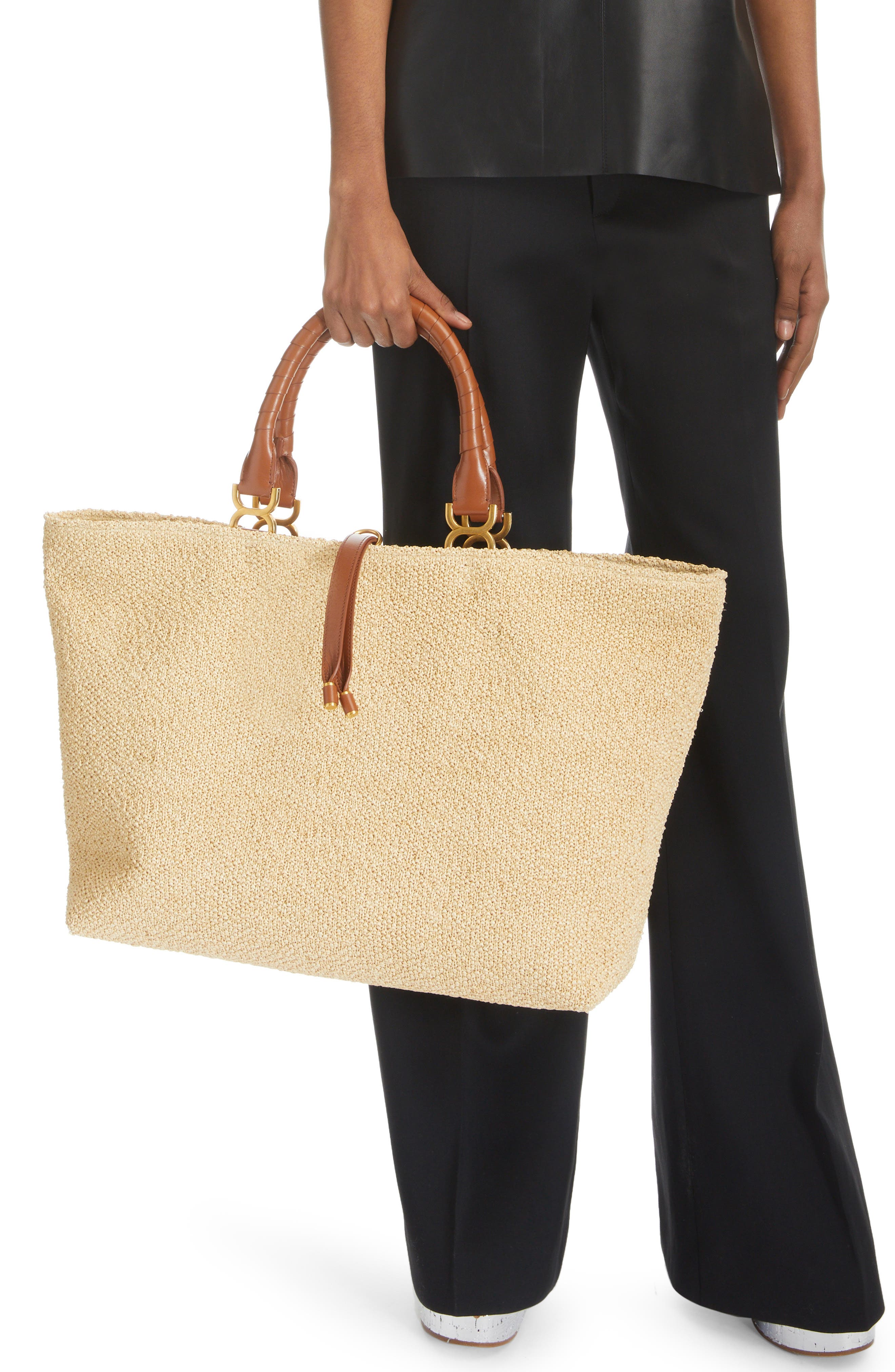 Chloé Large Marcie Raffia Tote, Alternate, color, 