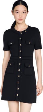 SANDRO Button-up knit short dress