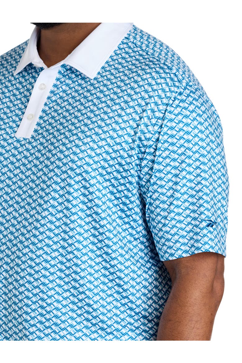 Big & Tall Contrast-Placket Diamond Printed Polo Shirt, Alternate, color, WARPED BLUE