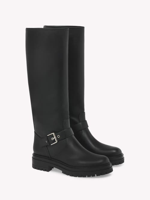 Gianvito Rossi Leather Buckle Lug-sole Moto Boots In Black