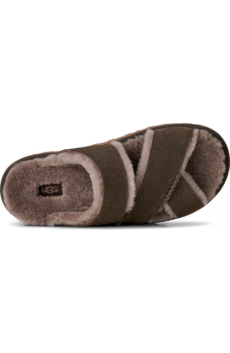 UGG<sup>®</sup> Greenport Genuine Shearling Lined Cross Strap Slide Sandal, Alternate, color, Dense Smoke