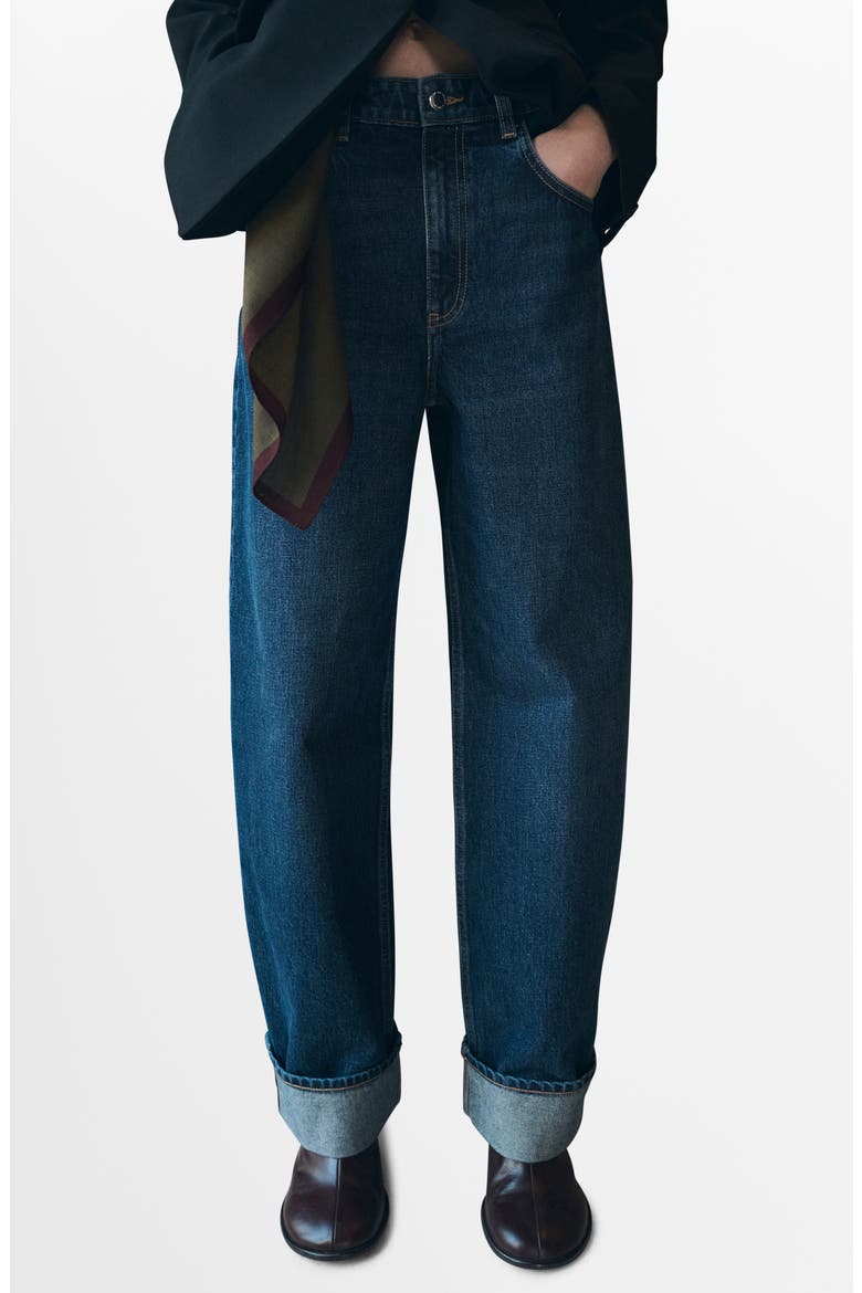 Cuffed Balloon Jeans, Main, color, DARK BLUE