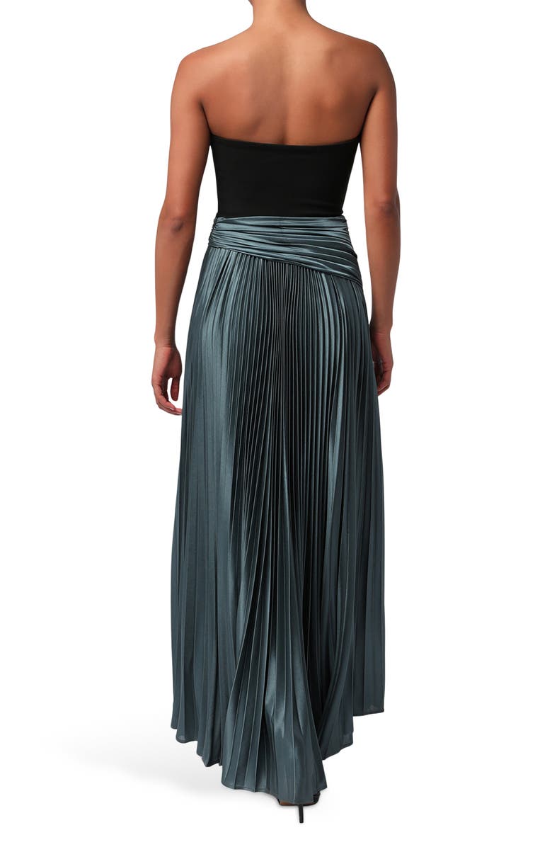 Lulus Bryne Strapless Plissé Gown, Alternate, color, Black/ Teal
