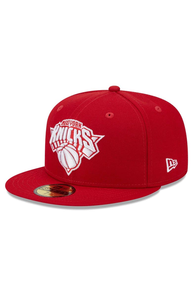 New Era Men's New Era Red New York Knicks Evergreen 59FIFTY Fitted Hat, Alternate, color, 