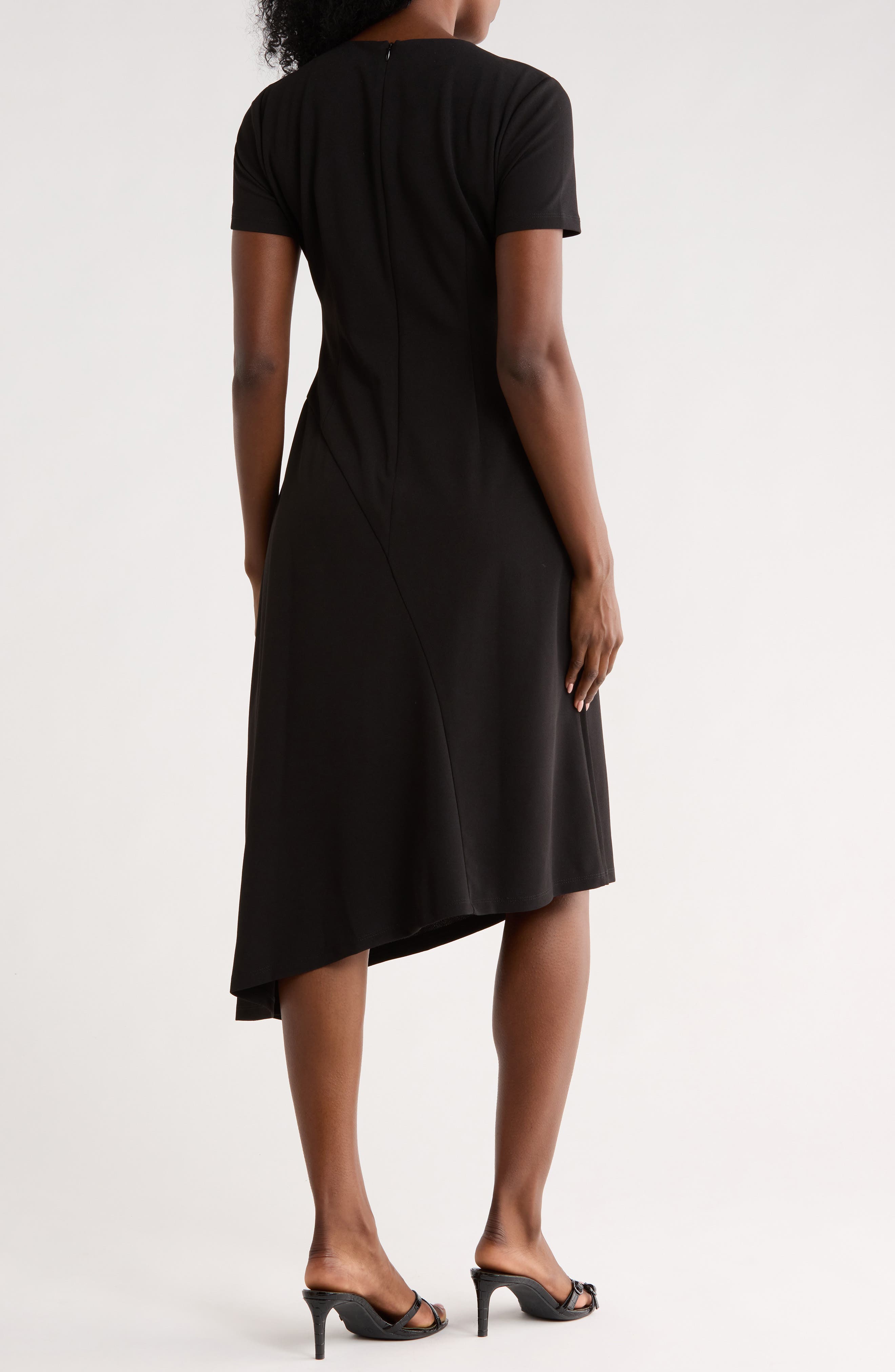 Maggy London Short Sleeve Asymmetric Hem Midi Dress (Women)