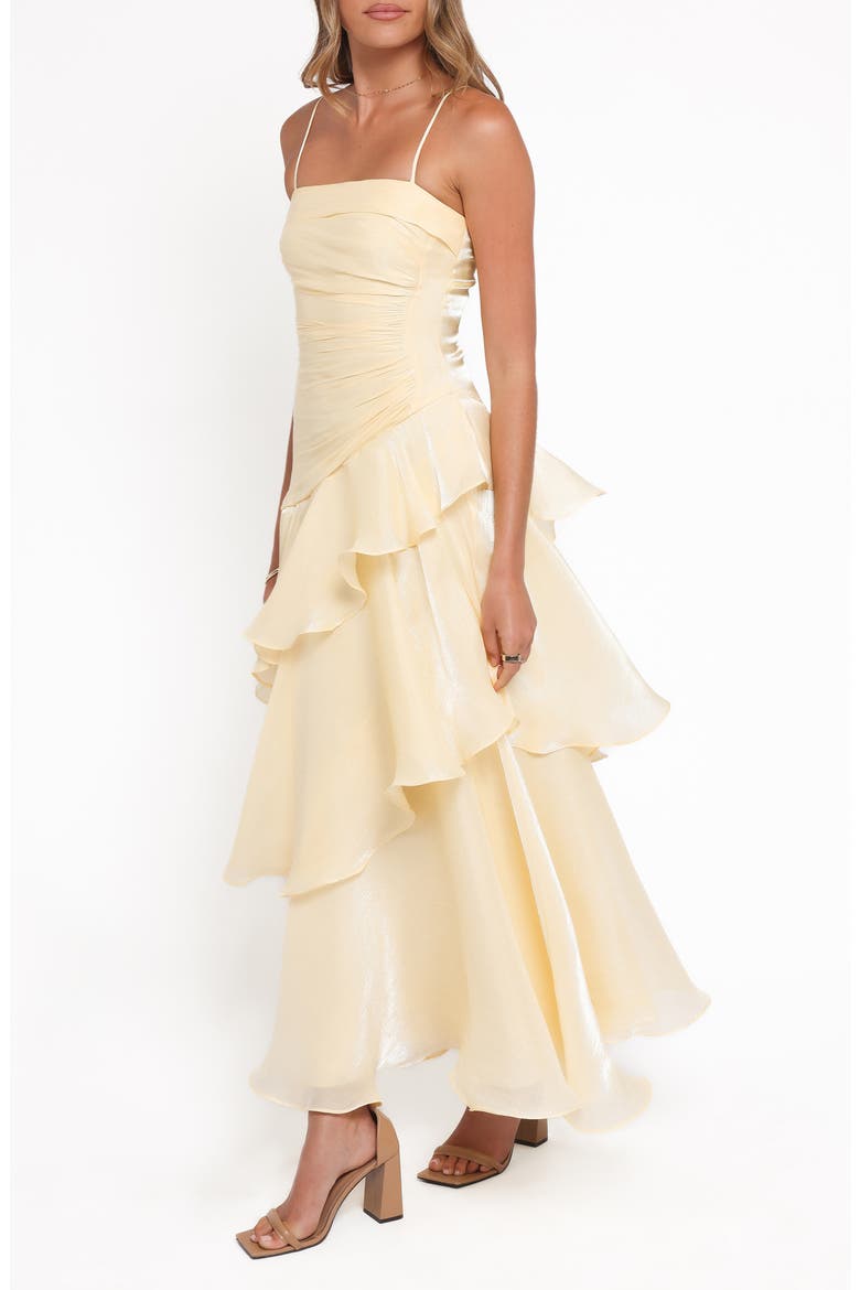 Rosalie Metallic Ruffle Maxi Dress, Alternate, color, BUTTER YELLOW