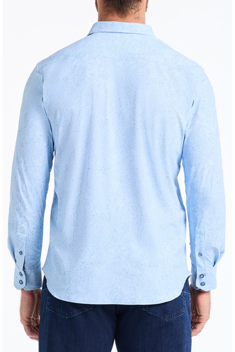 Thurston Paisley Knit Button-Up Shirt, Alternate, color, BLUE