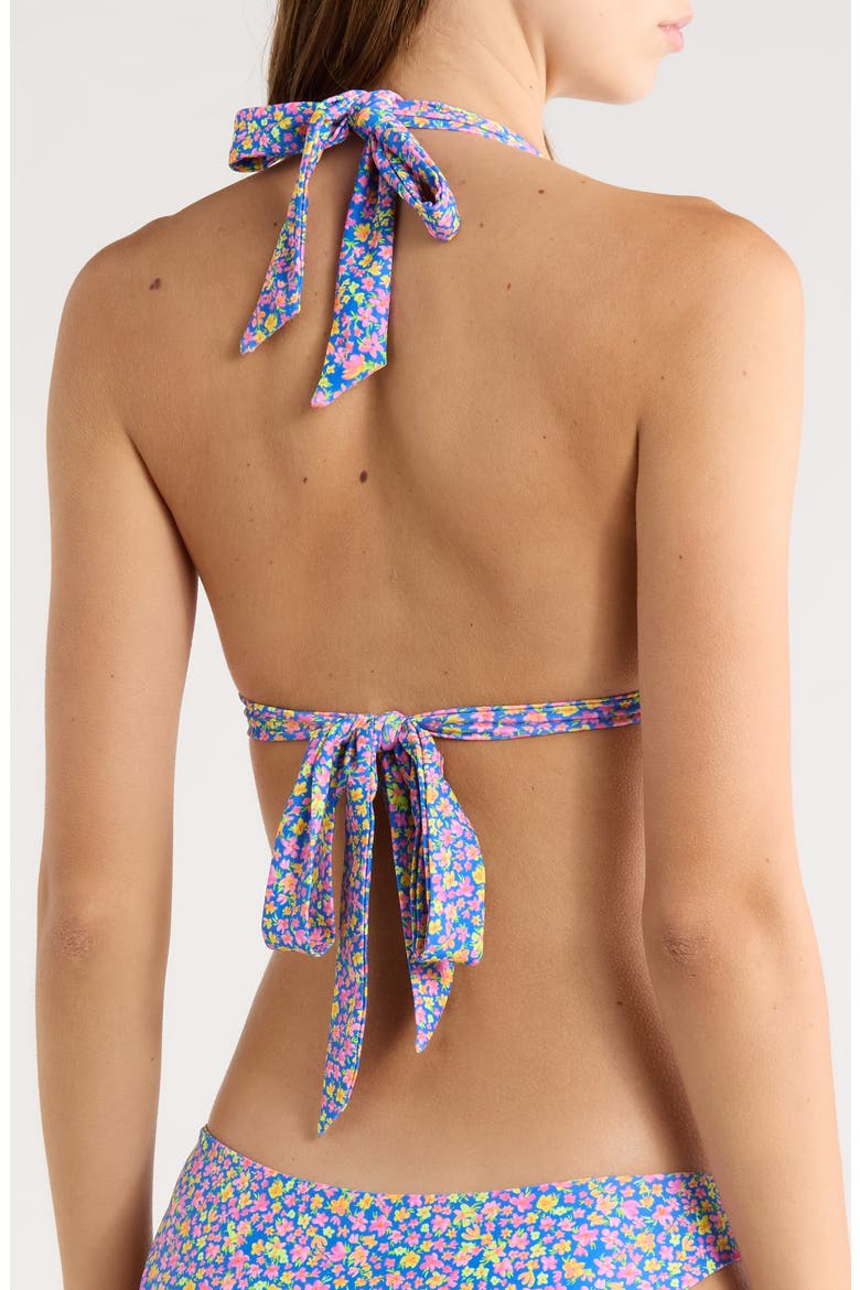 Soft Knot Halter Triangle Bikini Top, Alternate, color, ROSIE RALLY
