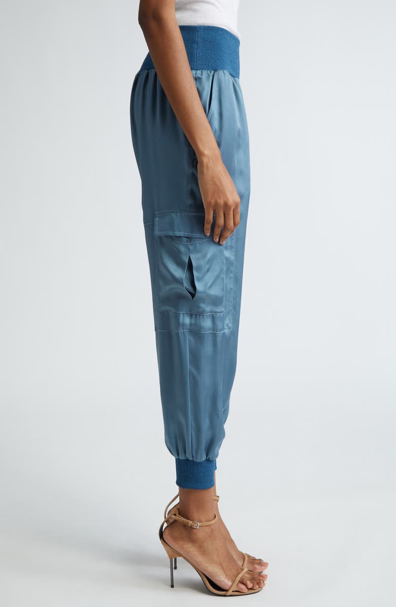 Cinq à Sept Giles Cupro Crop Cargo Joggers, Alternate, color, Midnight Rain