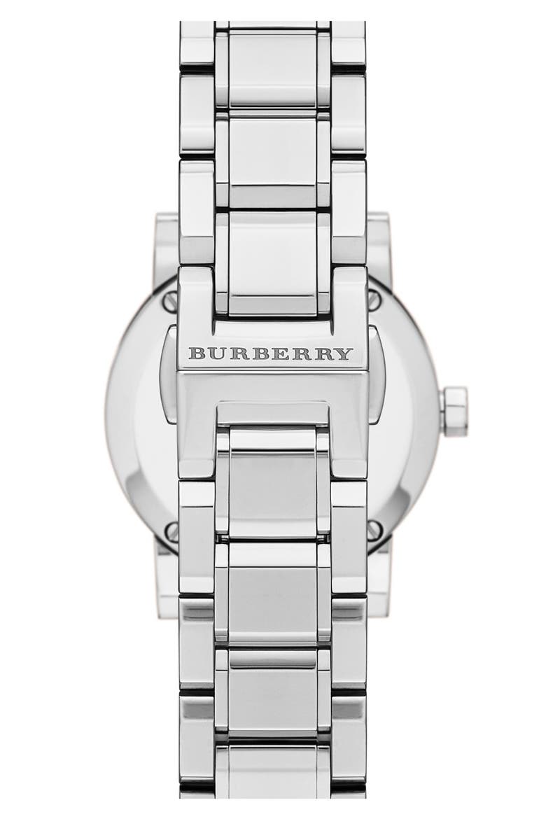 Small Check Stamped Bracelet Watch, 26mm, Alternate, color, SILVER