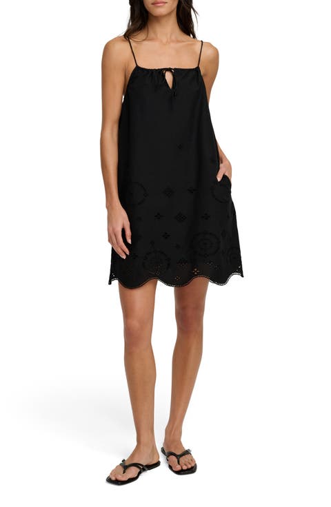 The Pretty Please Embroidered Hem Detail Cotton Minidress