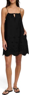 Favorite Daughter The Pretty Please Embroidered Hem Detail Cotton Minidress
