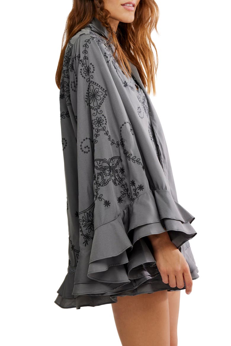 Bali September Sun Long Sleeve Minidress, Alternate, color, CHARCOAL GREY