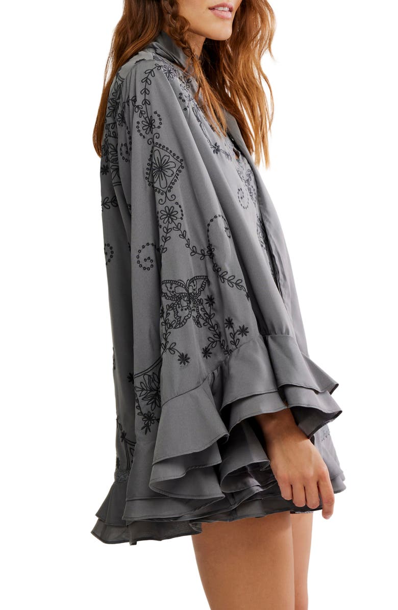 Free People Bali September Sun Long Sleeve Minidress, Alternate, color, Charcoal Grey