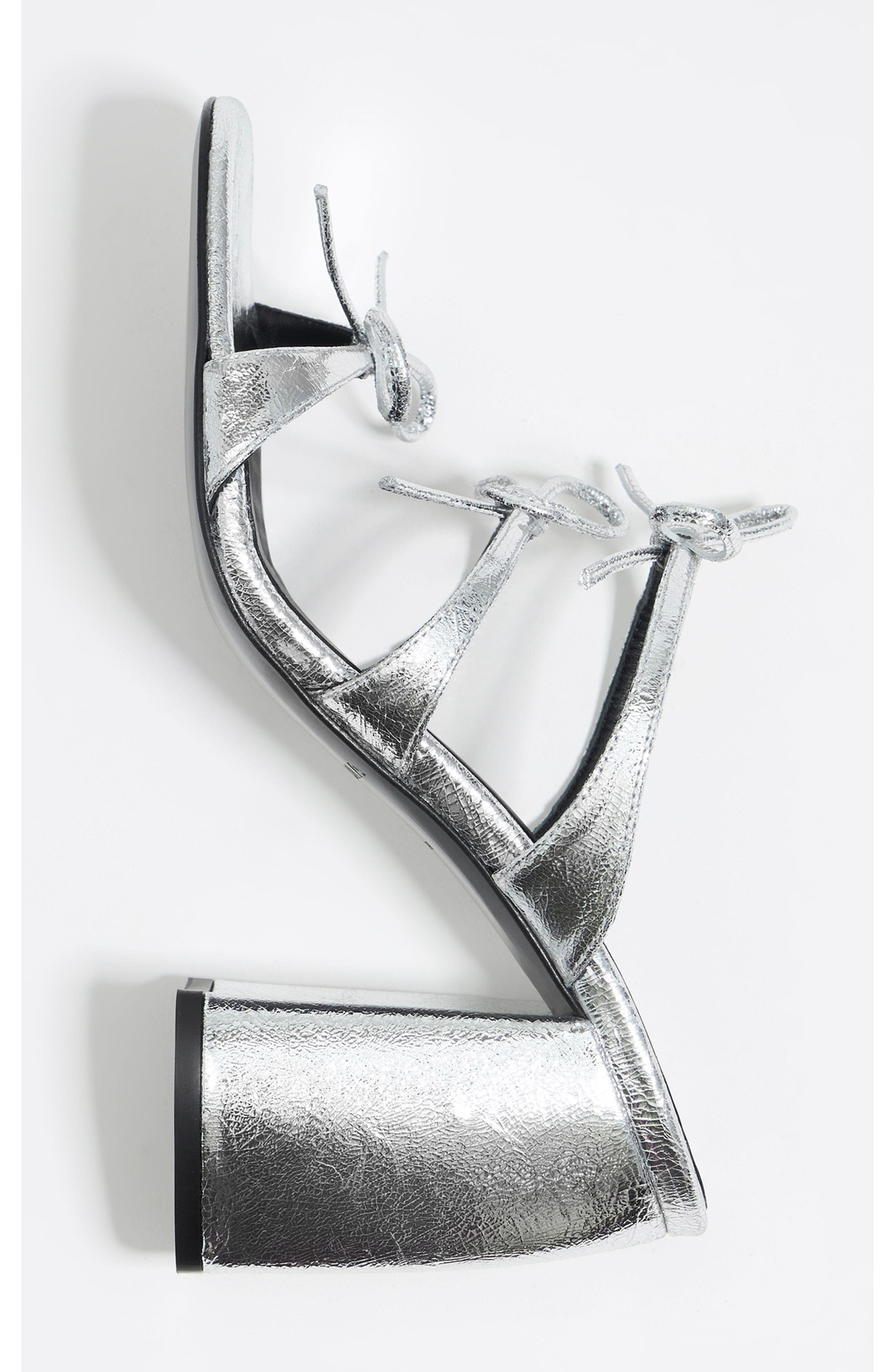 Bimba y Lola Leather Heel Sandal, Alternate, color, Silver