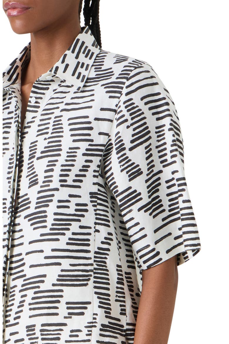 Dance Movements Print Linen Button-Up Shirt, Alternate, color, ECRU-BLACK