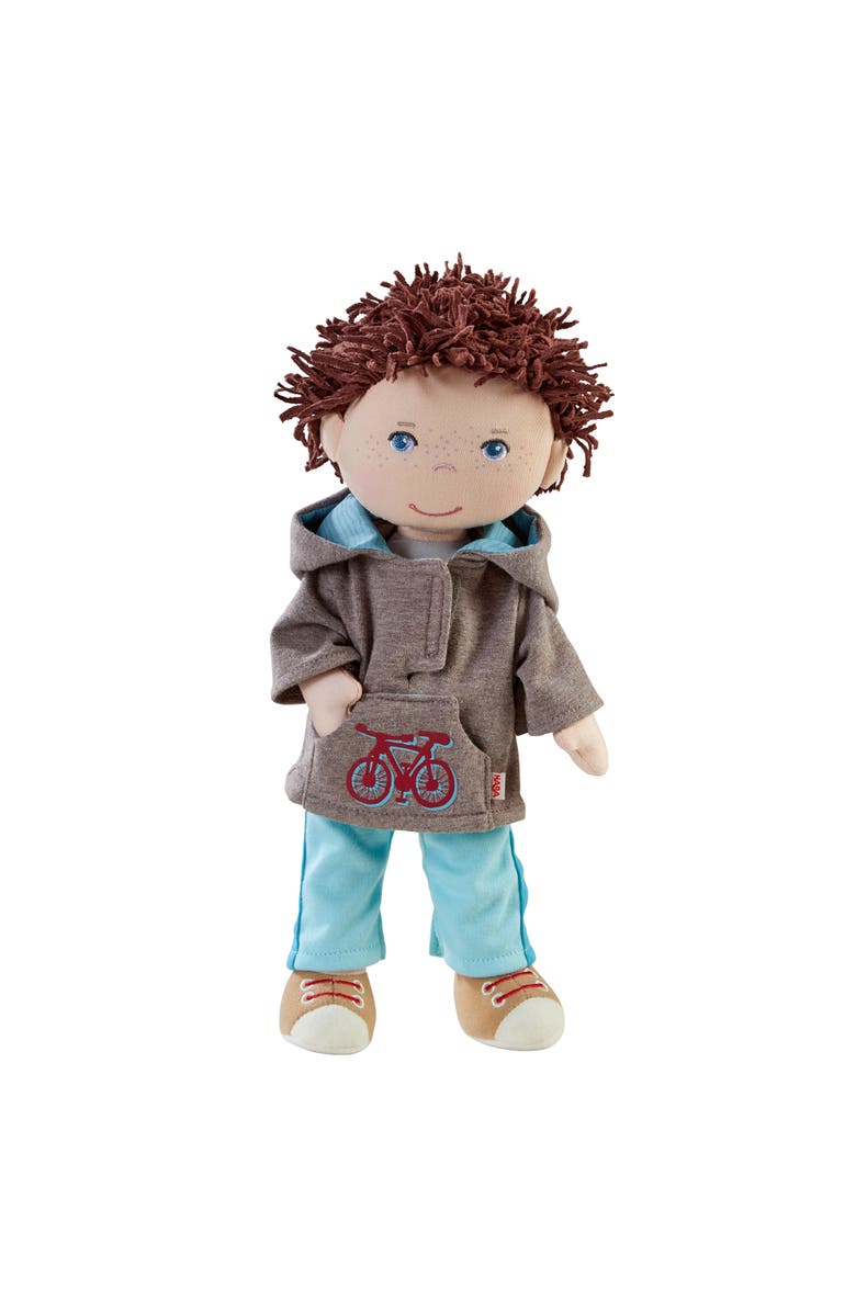 HABA Lian 12" Soft Doll - Baby Boy Doll with Brown Hair and Blue Eyes, Perfect Plush Toy for 18 Months & Up with Embroidered Face, Main, color, Beige Multi