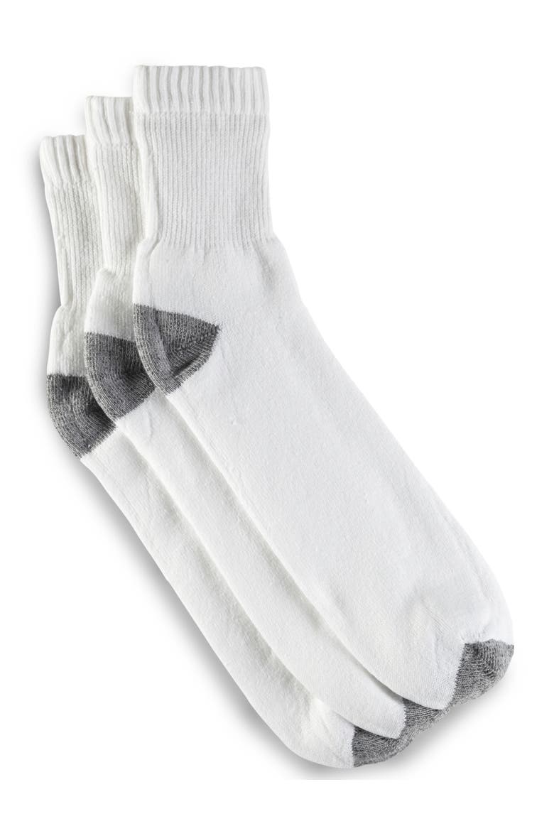 Continuous Comfort 3-pk Quarter Crew Socks, Main, color, WHITE