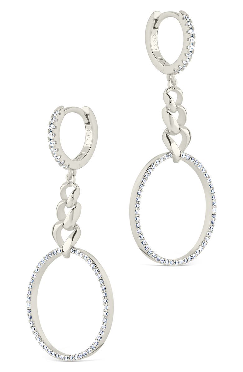 Sterling Forever Rosaline Cubic Zirconia Floating Ring Dangle Drop Earrings, Alternate, color, Silver