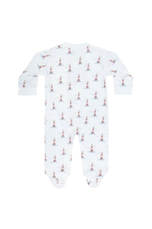 Nellapima Lighthouse Print Zipper Footie In Red