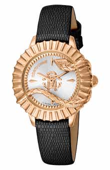 Roberto Cavalli by Franck Muller Leather Strap Watch, 33mm