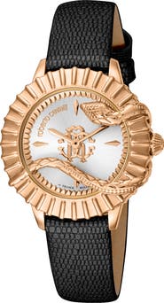 Roberto Cavalli by Franck Muller Leather Strap Watch, 33mm