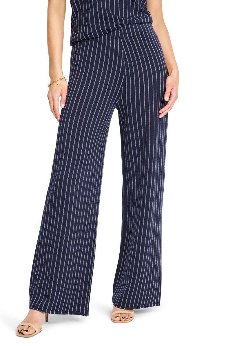 NIC+ZOE Destination Stripe Wide Leg Knit Pants, Main, color, Indigo Multi