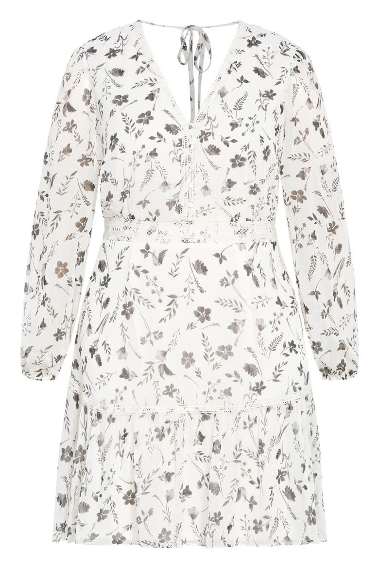 Kiki Floral Embroidered Long Sleeve Dress, Alternate, color, ARIA MONO
