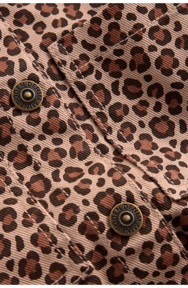 Mini Boden Kids' Leopard Print Denim Shirtdress, Alternate, color, Leopard