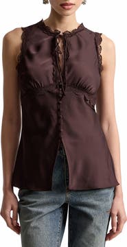 Avec Les Filles Lace Trim Keyhole Shell