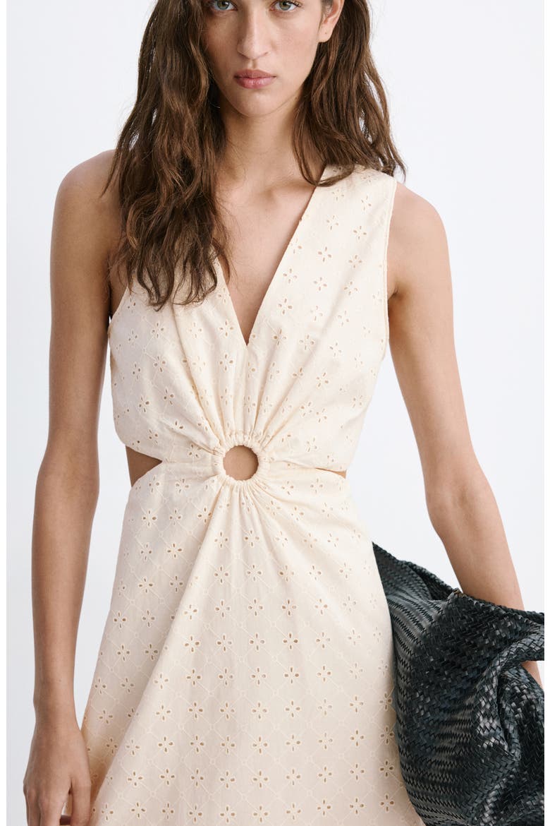 Openwork Cotton Cutout Midi Dress, Alternate, color, ECRU