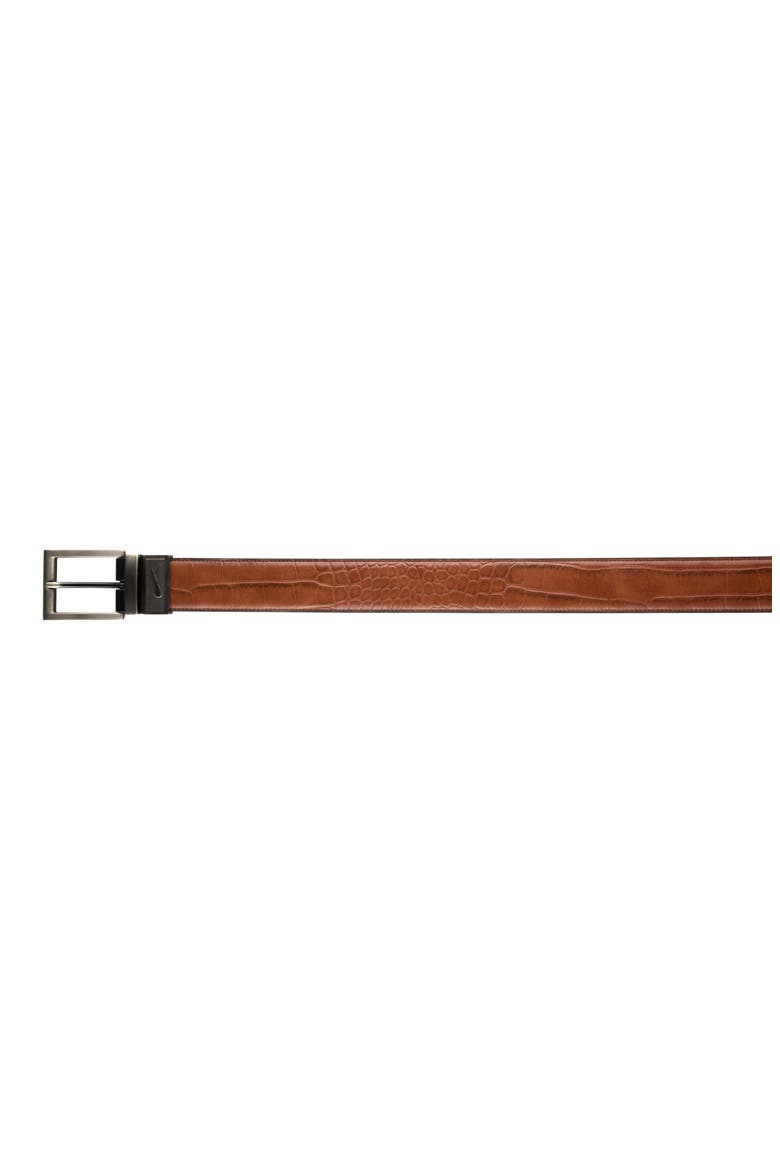 Croc Embossed to Smooth Reversible Faux Leather Belt, Alternate, color, TAN/BLACK