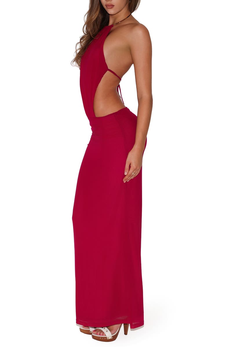 Tiger Mist Evanna Open Back Gown, Alternate, color, Berry