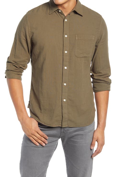 Slim Fit Double Gauze Organic Cotton Button-Up Shirt